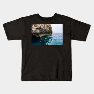 Steep cliff leading to Mediterranean Sea Kids T-Shirt